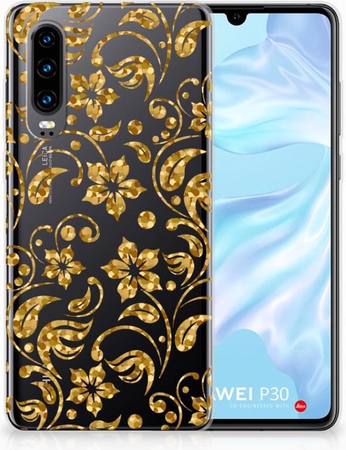 Huawei P30 TPU Case Gouden Bloemen