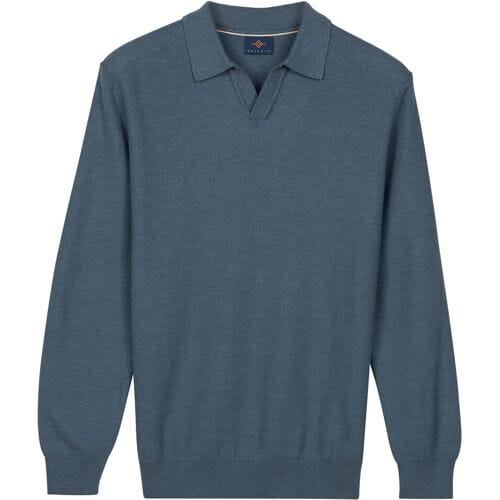 Baileys Trui Polo Pullover V-Neck Structure Knit Riviera Blue / male
