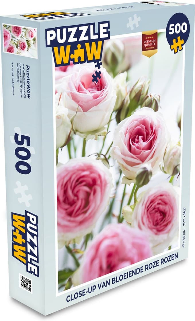 Puzzel Close-up van bloeiende roze rozen - Legpuzzel - Puzzel 500 stukjes