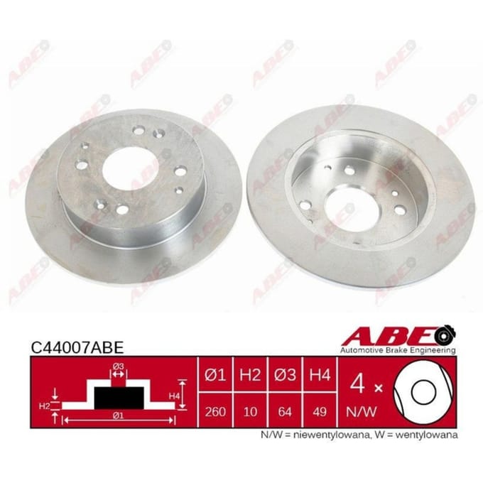 Remschijf ABE C44007 achter, volledig, 1 Stuk