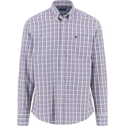 Fynch-Hatton Overhemd Multi Combi Check Button-Down Deep Merlot-Blue / male
