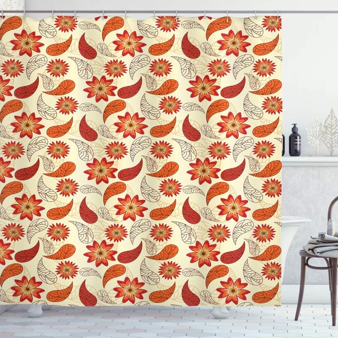 ABAKUHAUS Douchegordijn – Bloemen 175x240 cm – Polyester