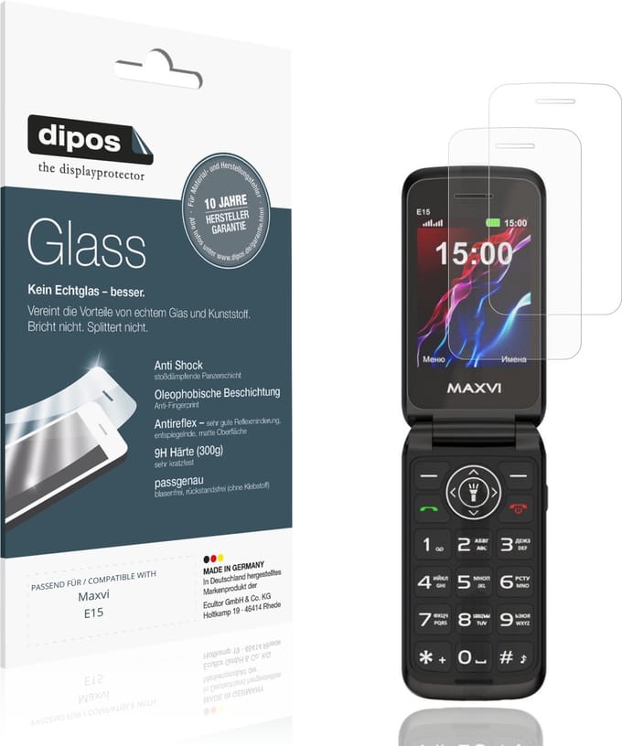 dipos – 2x Matte Pantserfolie geschikt voor Maxvi E15 | 9H Screenprotector