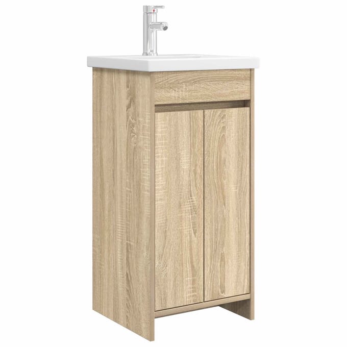 vidaXL - Badkamer - Vanity - met - Wastafel - Sonoma - Eiken - 42 - x - 40 - x - 84,5 - cm