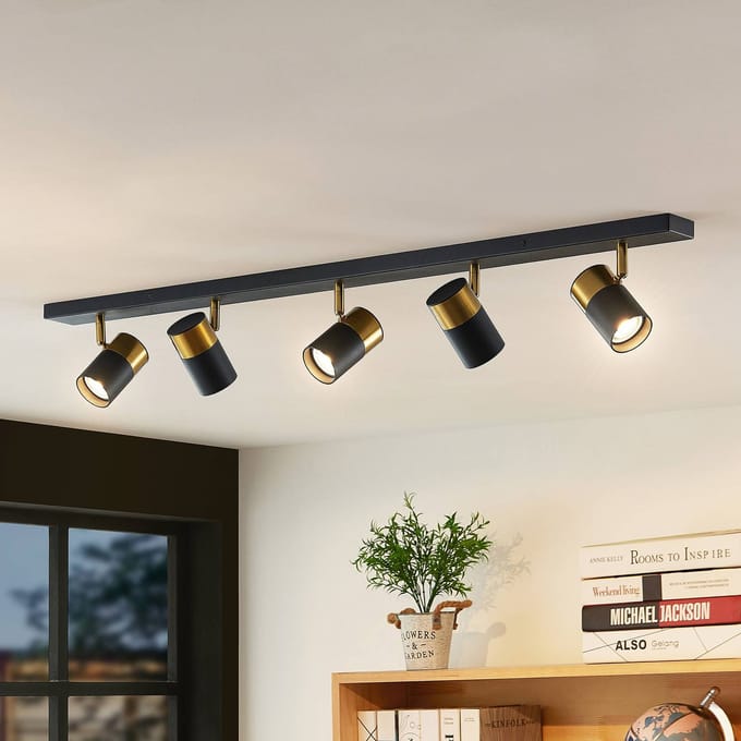 Arcchio - buitenspot - 5lichts - metaal, aluminium - H: 12 cm - GU10 - zwart, goud