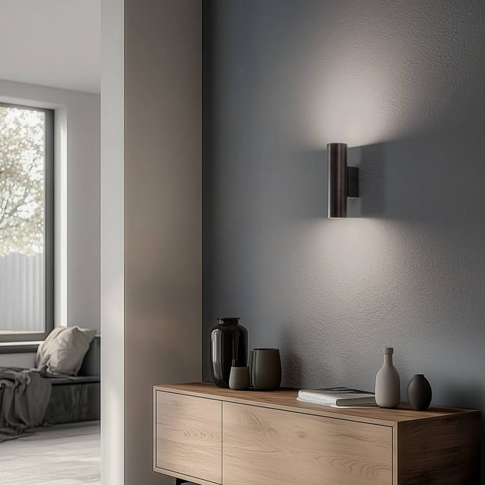 Argon Wandlamp Marion Plus, zwart, GU10, staal, hoogte 18 cm