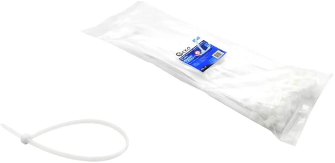 GEKO Nylon kabelbinders - UV-bestendig - 300 mm - Wit - 100 stuks
