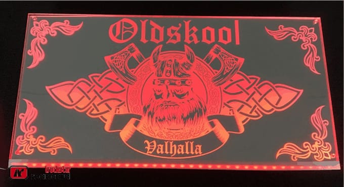 LED PVC plaat 60x30 RGB Old Skool Valhalla viking