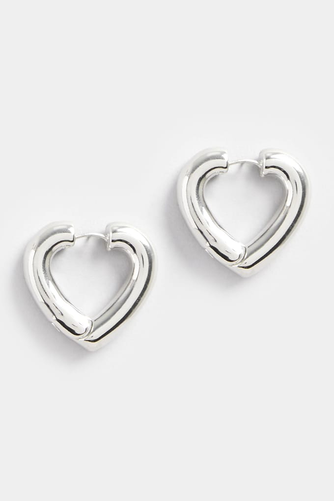 Yours Hartvormige Chunky Oorbellen In Zilversize One Size