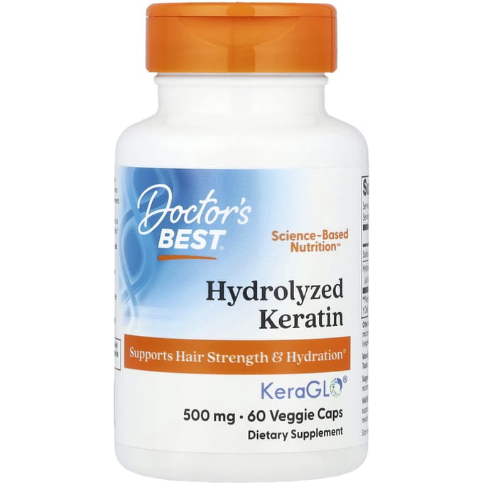 Doctor's Best, Kératine Hydrolysée, 500mg, 60 Capsules Végétales