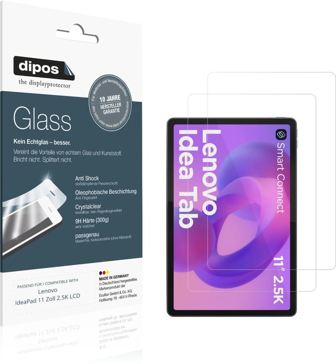 dipos – 2x Pantserfolie geschikt voor Lenovo IdeaPad 11 Zoll 2.5K LCD | 9H Screenprotector