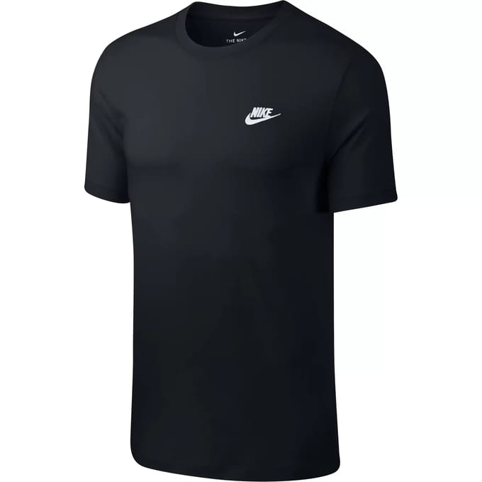 Nike Herenkleding: Zwart Club T-shirt Maat M, Essentieel, Zacht en Comfortabel Dagelijks Kledingstuk