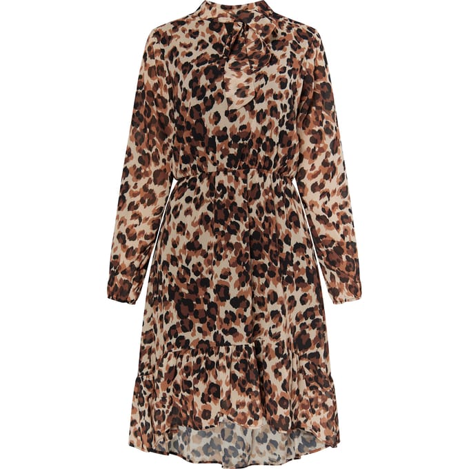 Faina Jurk met leo-opdruk Dames beige leo
