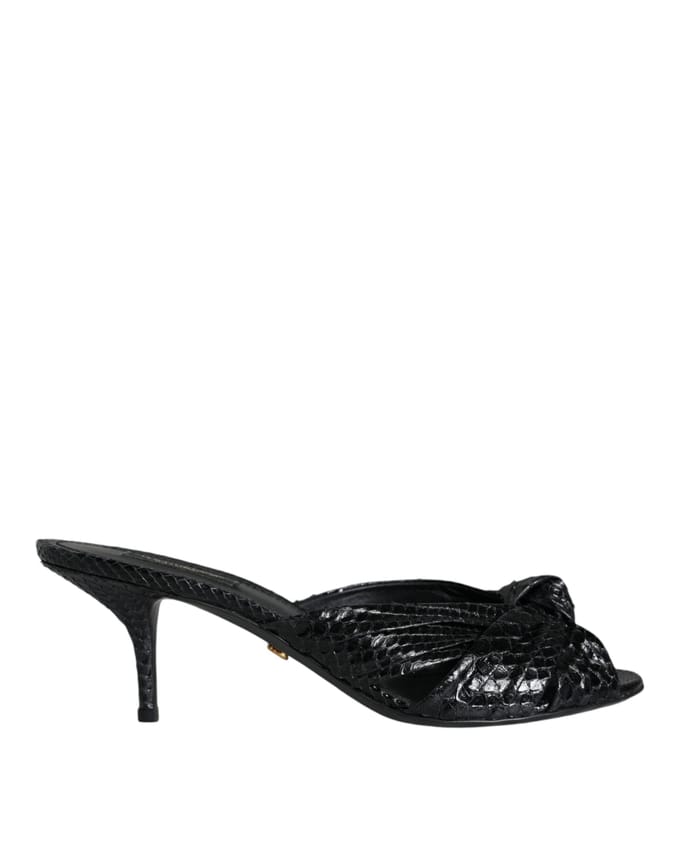 Dolce & Gabbana Zwarte Leren Hakken Slides Sandalen Schoenen