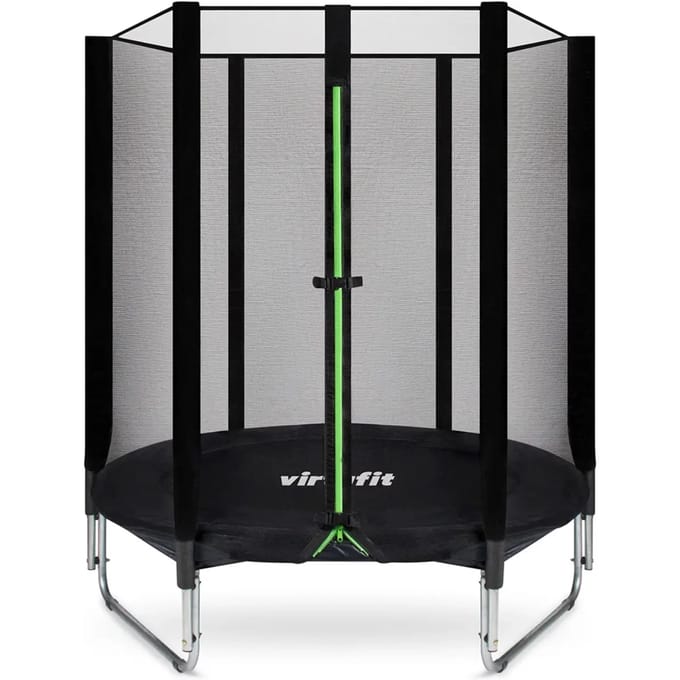 VirtuFit Kinder Trampoline met Veiligheidsnet - 140 cm - UV- en Weerbestendig - Zwart - Compact Ontwerp