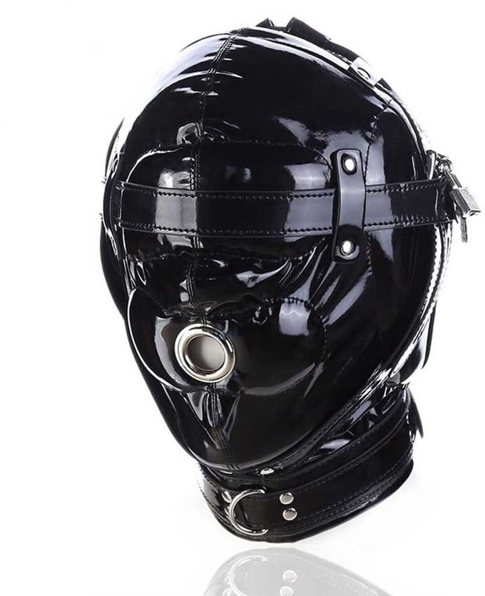 BDSM Masker - One Size - PU Leder - 3 Sloten - Choker - Gewatteerd - Blinddoek