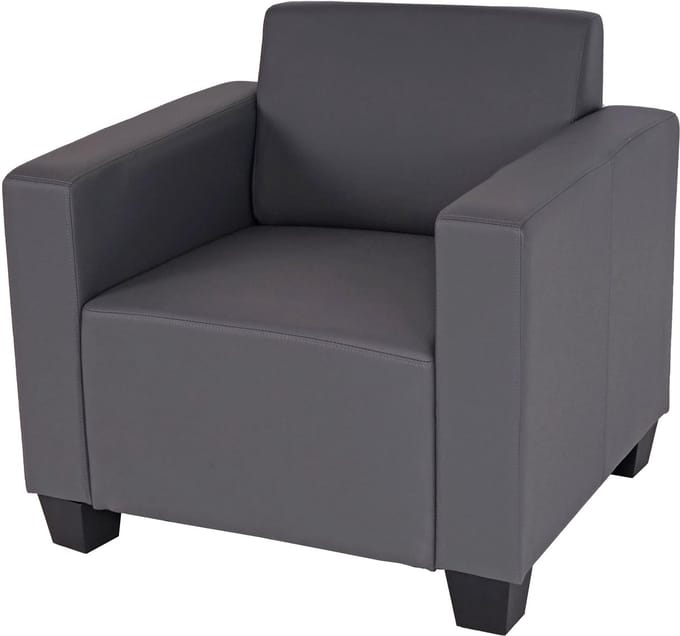 Fauteuil Loungefauteuil Lyon, kunstleer ~ donkergrijs