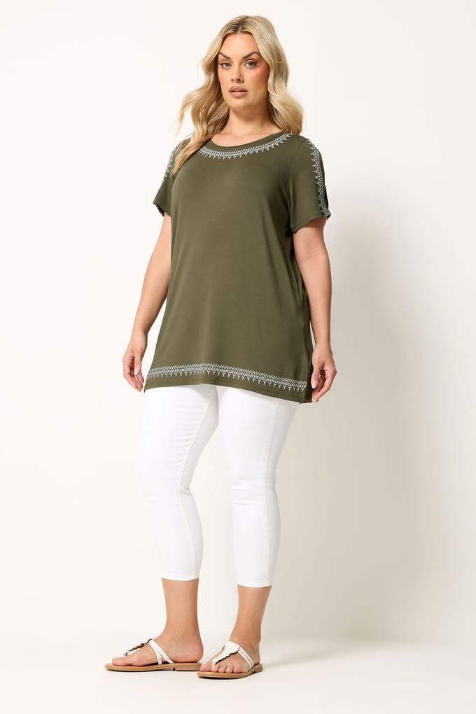 Yours Groen Tshirt Met Geborduurde Details Size 42