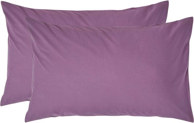 Homescapes Kussensloop 50x75 cm Set van 2 – Paars – 100% Egyptisch Perkal Katoen – 200 TC