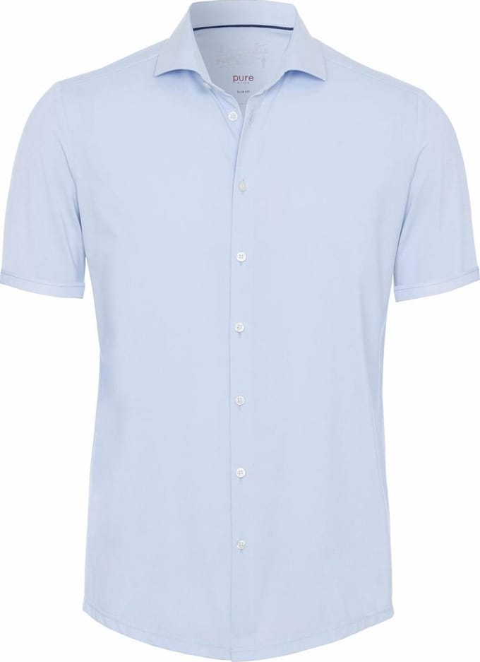 Pure The Functional Shirt KM Blauw - Maat 45 - Heren - Overhemden Formeel