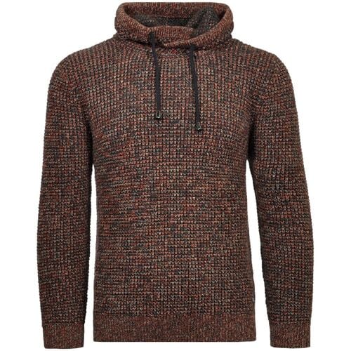 Ragman Trui Texture Knit Stand Up Maseltov Drawstring Collar Donkergroen-Beige / male