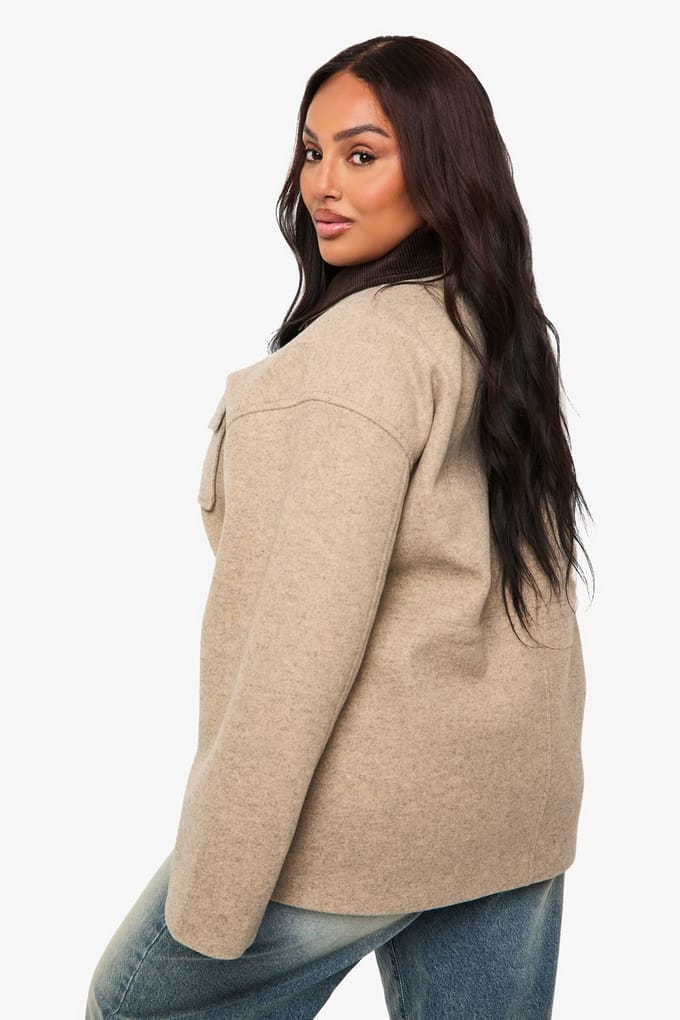 boohoo Dames Plus Buttondown-Jas | Stone | Maat: 28