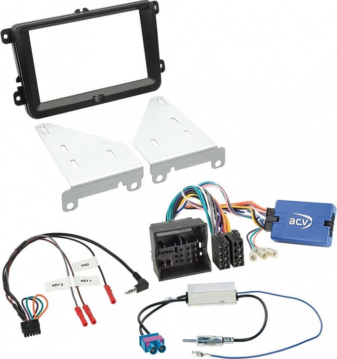 2-DIN Kit Seat - Skoda - Volkswagen - kleur: zwart