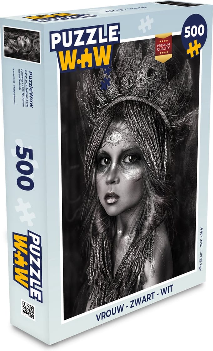 Puzzel Vrouw - Zwart - Wit - Legpuzzel - Puzzel 500 stukjes