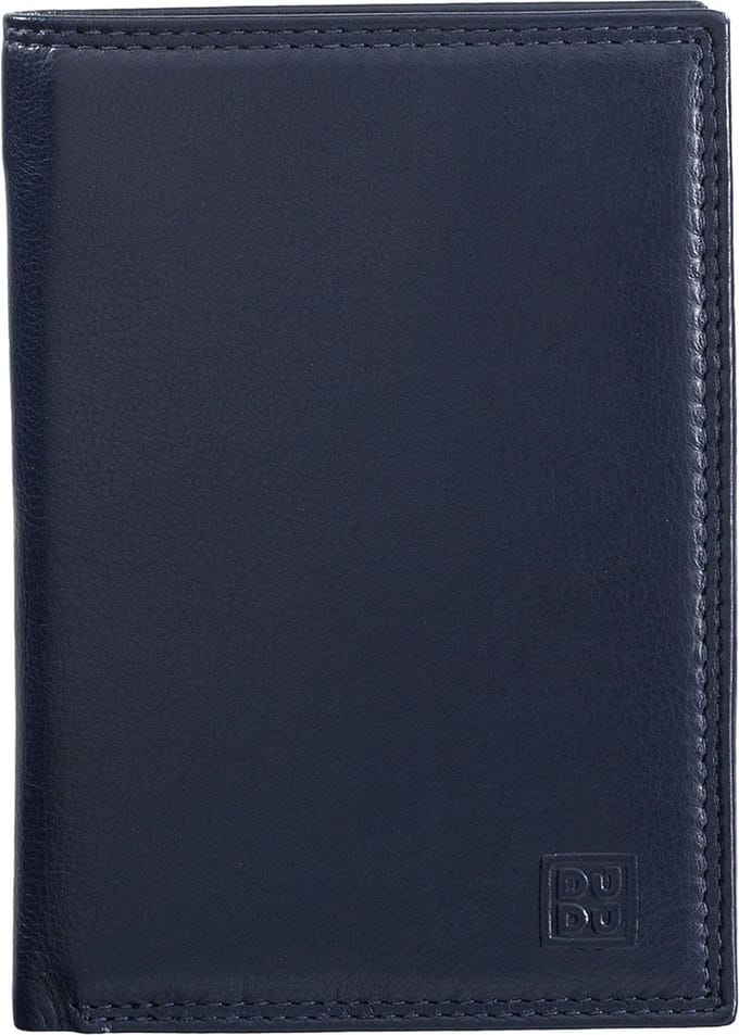 DuDu Tiberio Portemonnee RFID-bescherming Leder 9.5 cm - Unisex - Staand formaat - navy