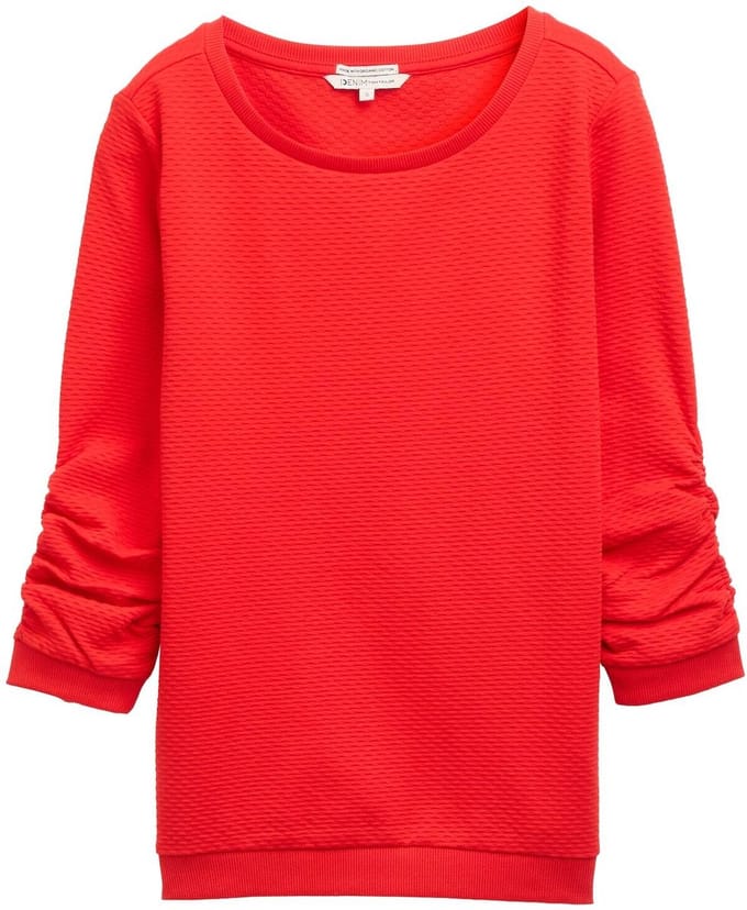 Tom Tailor Denim - Sweatshirt met plooien - Maat XS - Scarlet Red