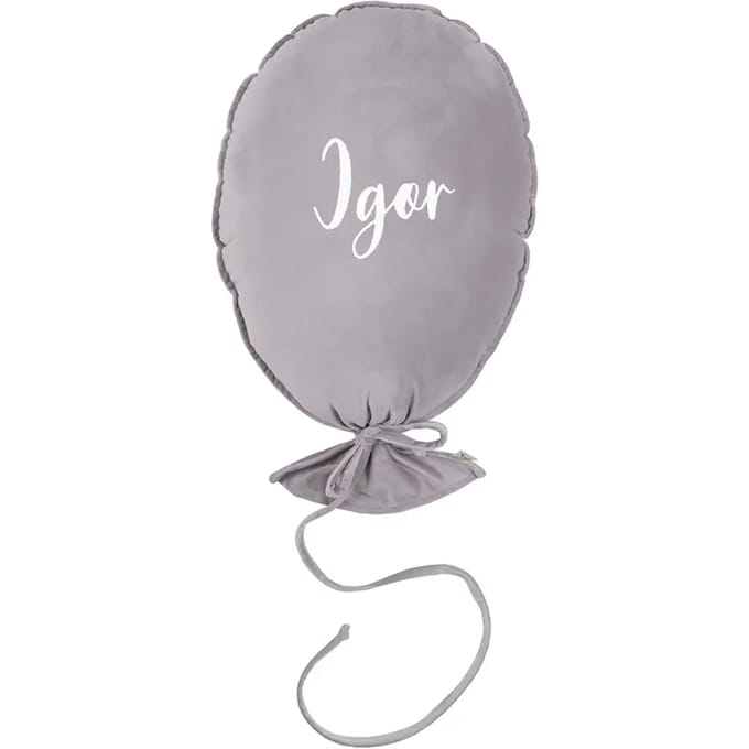 Gepersonaliseerd deluxe zilvergrijs balonikussen Malomi Kids