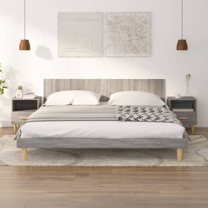 vidaXL - Nachtkastjes - 2 - st - 40x35x47 - cm - grijs - sonoma - eikenkleurig