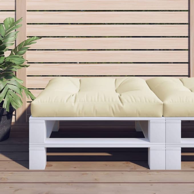 vidaXL - Palletkussen - 70x70x12 - cm - stof - crèmekleurig