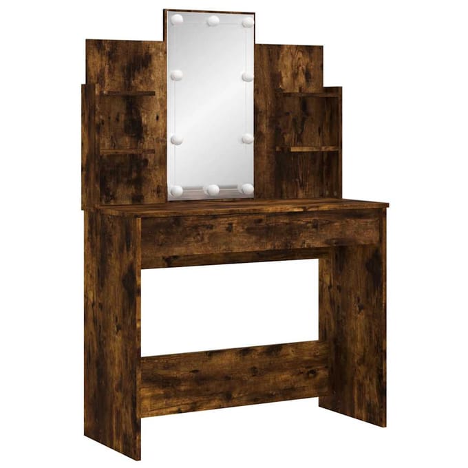 vidaXL - Kaptafel - met - LED-verlichting - 96x40x142 - cm - gerookt - eikenkleurig