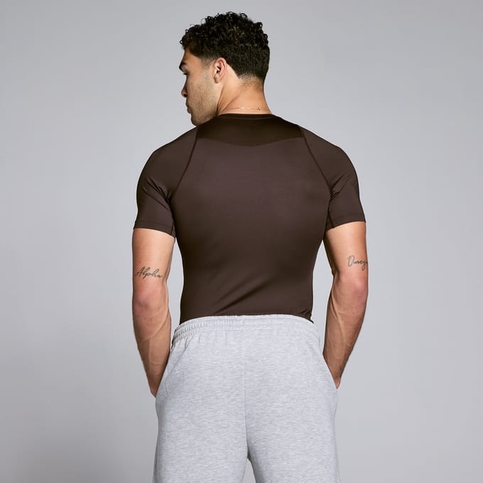 MP Heren Training Korte Mouw Basislaag - Chocolade - XXXL