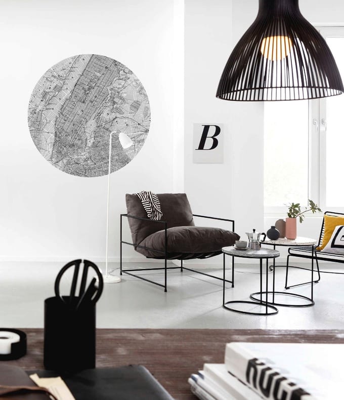 Fotobehang - Map 125x125cm - Rond - Vliesbehang - Zelfklevend