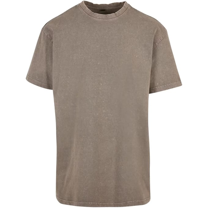 Build your Brand Acid Washed Heavy Oversize Tee BY189 - Dark Khaki - L