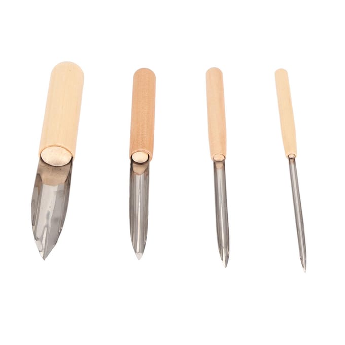 4 stuks Carving Tools Leerrand Afschuiner Gereedschap Set Houten Handvat Afschuiningsmes voor beige