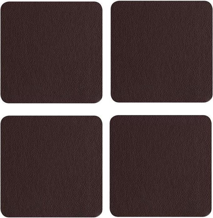 ASA Selection Onderzetters - Leather Optic Fine - Chocolat - 10 x 10 cm - 4 Stuks