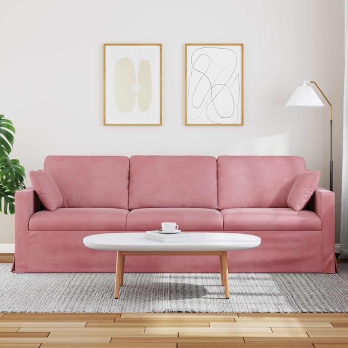 vidaXL - Bank - Roze - 228 - x - 78 - x - 80 - cm - Fluweel