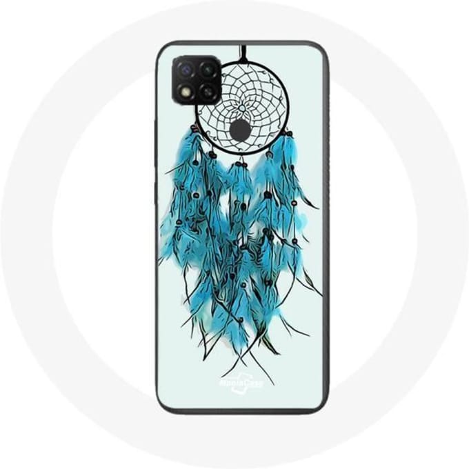 Coque Xiaomi Redmi 9C Attrape Rêve Bleu Fond Blanc
