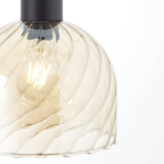 Brilliant Casto - Hanglamp - 1-lichts - E27 max 1x25W - Glas - Amber - Zwart