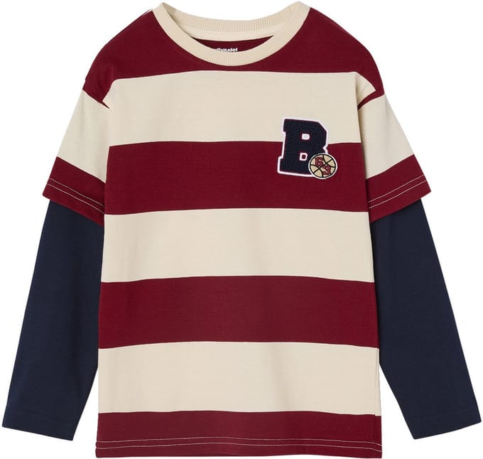 Vertbaudet Gestreept T-shirt met dubbele mouweffect