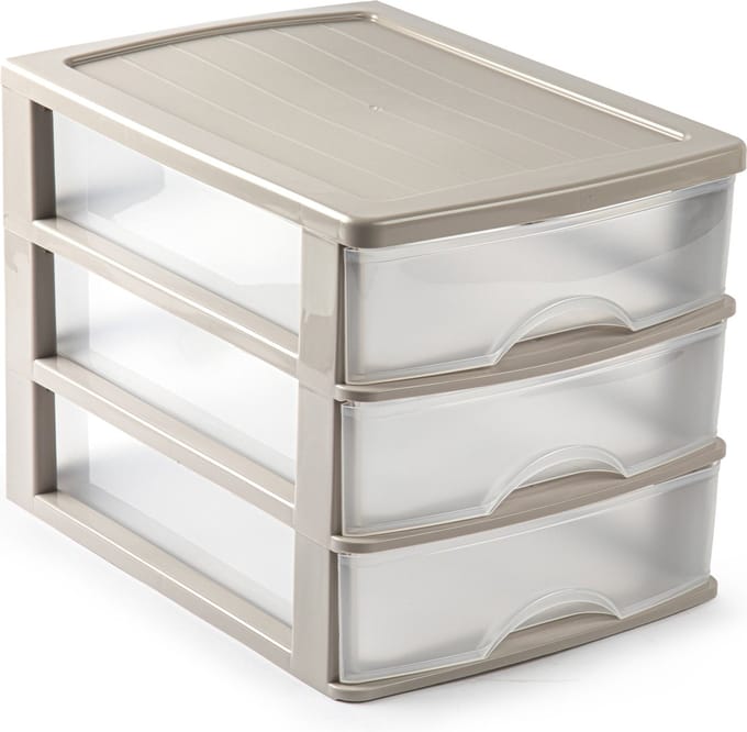 Plasticforte Ladeblok - taupe - 3 lades - L35,5xB27xH26 - bureau organizer