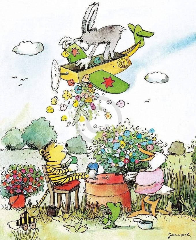 Kunstdruk Janosch - Blumenregen 48x58cm