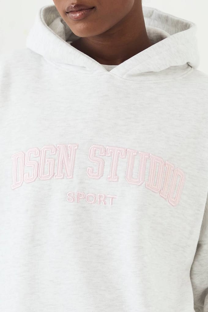 Dames DSGN Studio Applique Oversized Hoodie | Asgrijs | Maat: Large