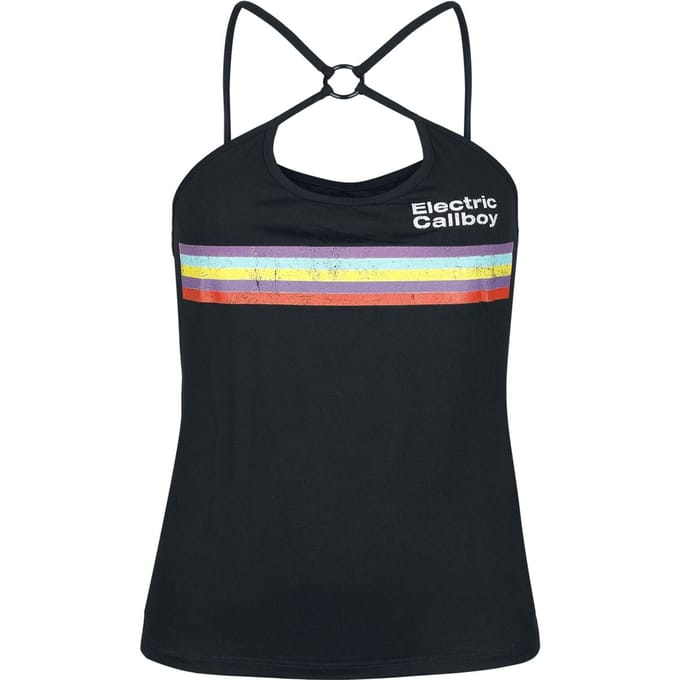 Electric Callboy Top - Stripe - L tot 4XL - voor Vrouwen - zwart