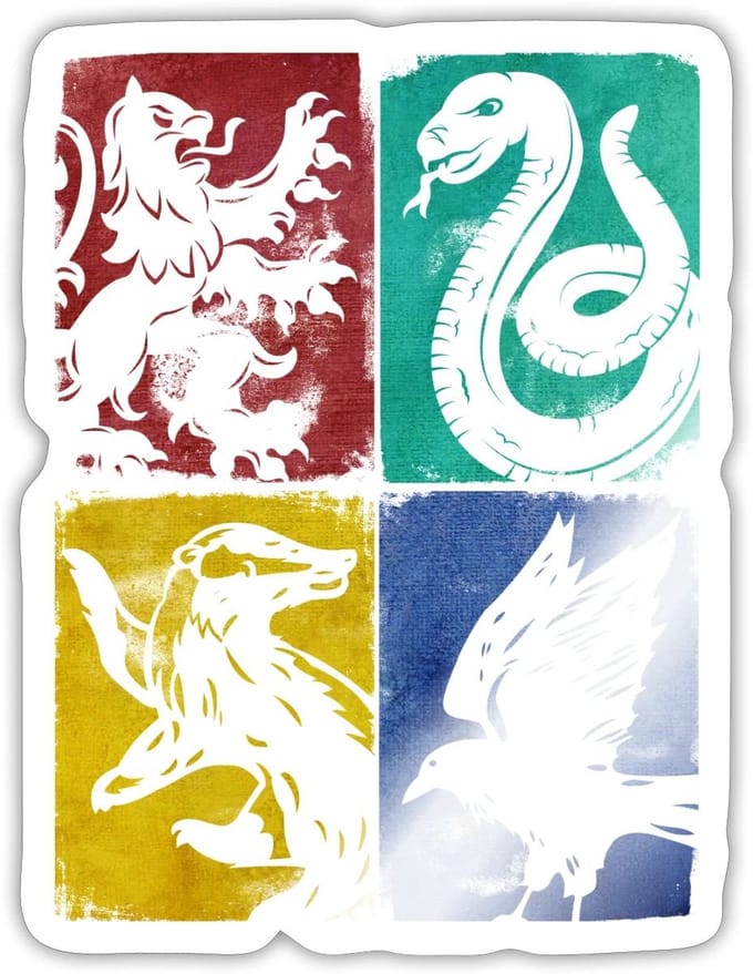 Harry Potter Afdelingen Huizen Wapen Sticker maat S (10 x 10 cm)