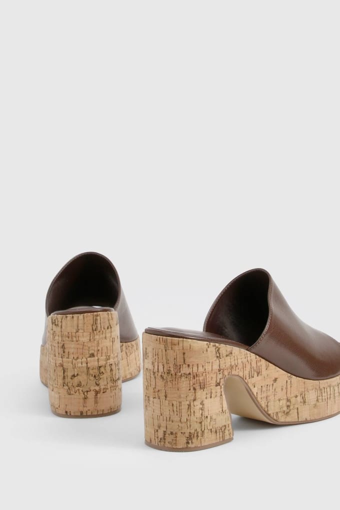 boohoo Dames Platform Kurk Mule Wedges | Chocolate | Maat: 3