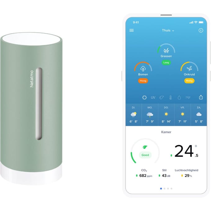 Netatmo Slimme Binnenmodule – 2e Generatie – CO2 Meter & Hygrometer – Uitbreiding Weerstation – Werkt met Apple Home, Google & Alexa